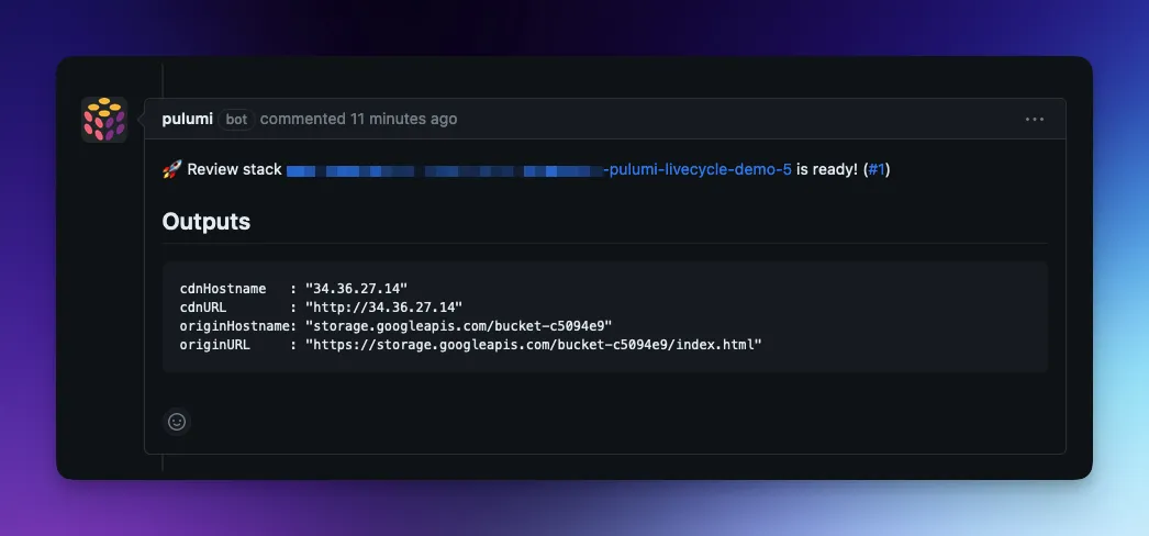GitHub Pulumi Deploy Comment